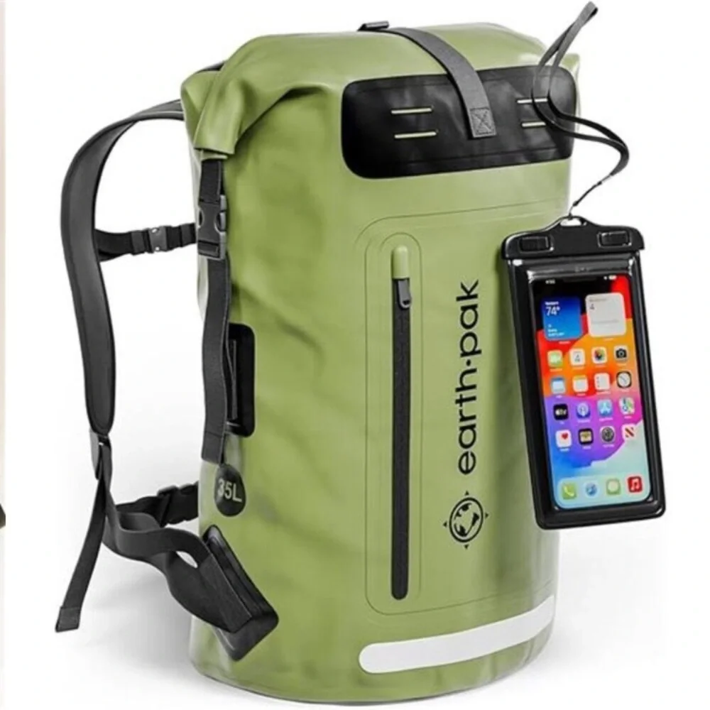 Waterproof Backpack - Heavy Duty Hiking Backpack - Roll-Top Closure